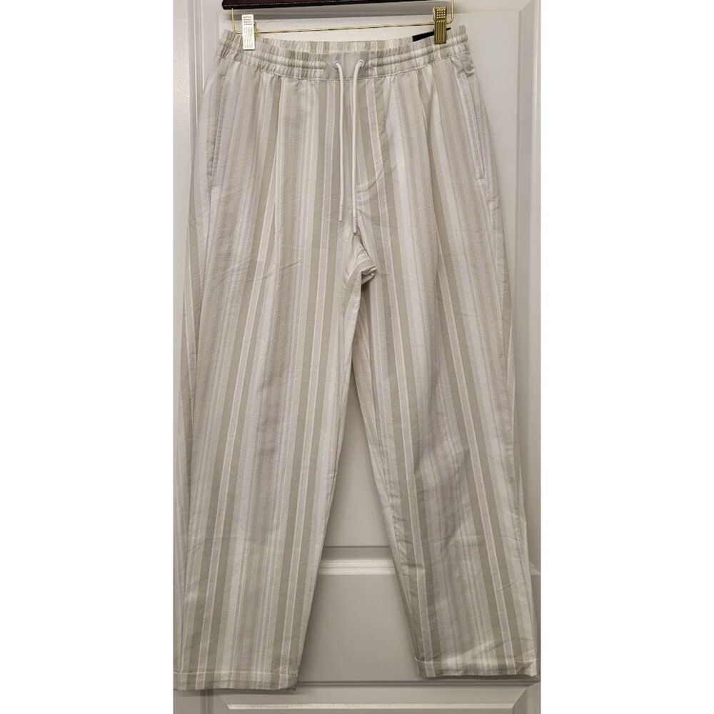 VRST Seersucker Resort Pants Gray White Stripe Athletic Gym Bro Egy Men's Sz. S